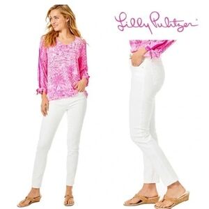 Lilly Pulitzer South Ocean “coconut” Cream High Rise Skinny Jeans Size 00 NWT
